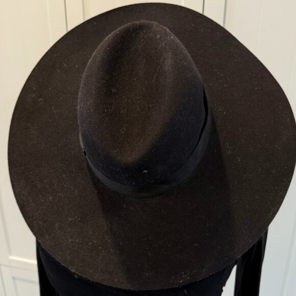 Stetson Black Wool Wide Brim Fedeora Western Hat (M)